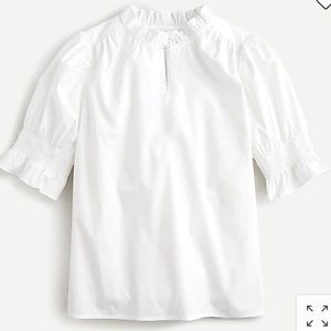 EUC J.Crew White Puff-sleeve cotton poplin top